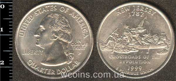 Монета США 25 центів 1999 Нью Джерсі