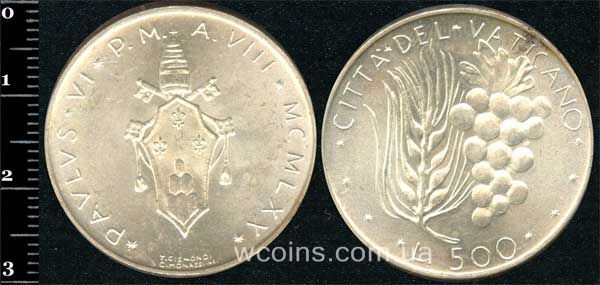 Coin Vatican City 500 lira 1970
