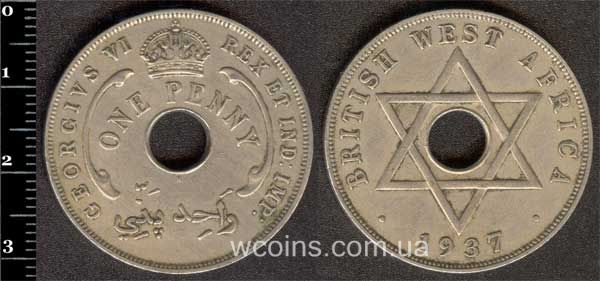 Монета Британська Західна Африка 1 пенні 1937