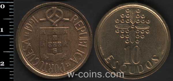 Монета Портуґалія 10 ескудо 1991