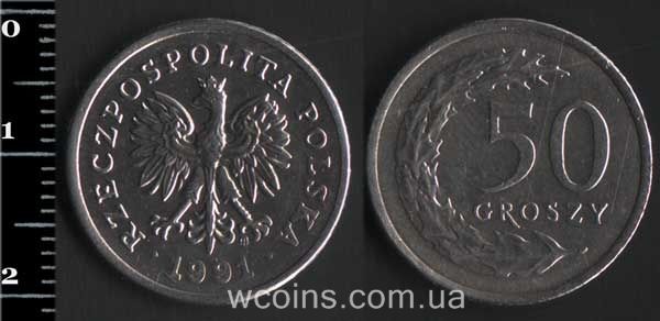 Монета Польща 50 грошей 1991