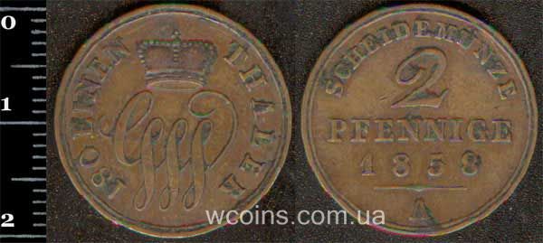 Монета Шаумбург-Ліппе 2 пфеніга 1858