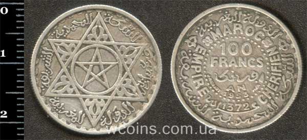 Coin Morocco 100 francs 1952