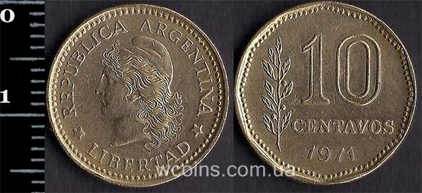 Монета Аргентина 10 сентаво 1971