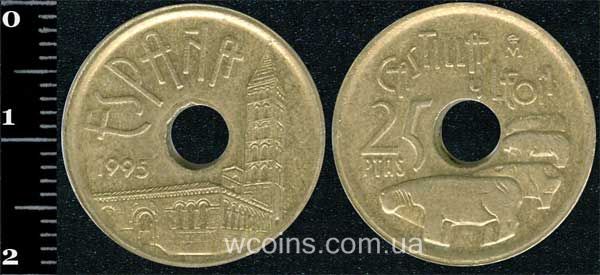 Монета Іспанія 25 песет 1995