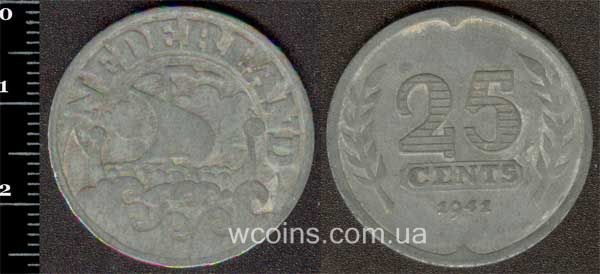 Монета Нідерланди 25 центів 1942