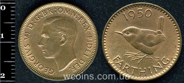 Монета Великобританія фартинг 1950