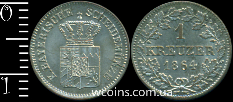 Монета Баварія 1 крейцер 1864