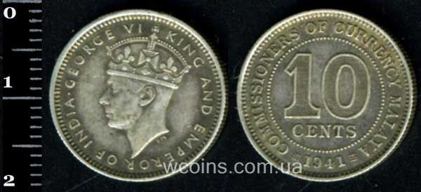 Монета Малайзія 10 центів 1941
