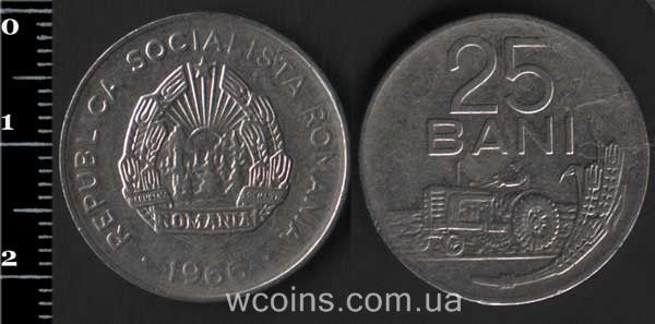 Монета Румунія 25 бані 1966