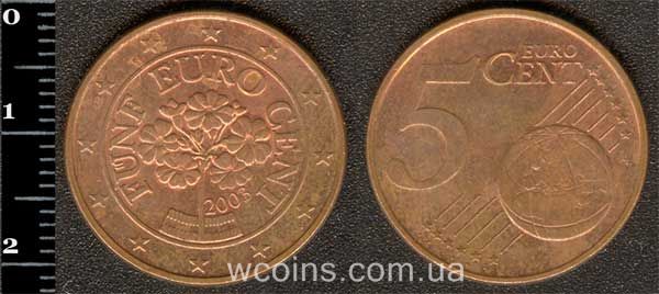 Монета Австрія 5 євро центів 2003