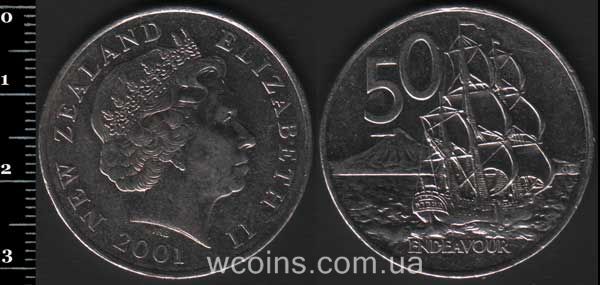 Coin New Zealand 50 cents 2001