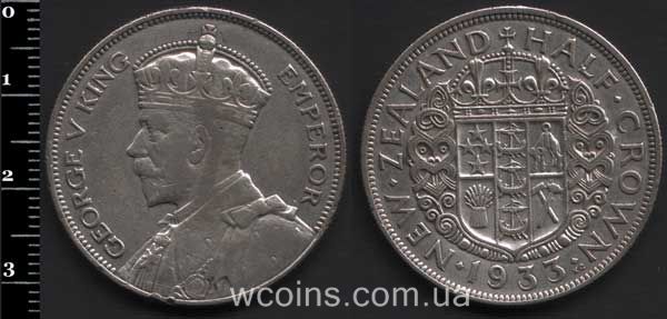 Coin New Zealand 1/2 krone 1933
