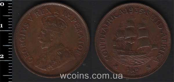 Coin South Africa 1/2 penny 1935