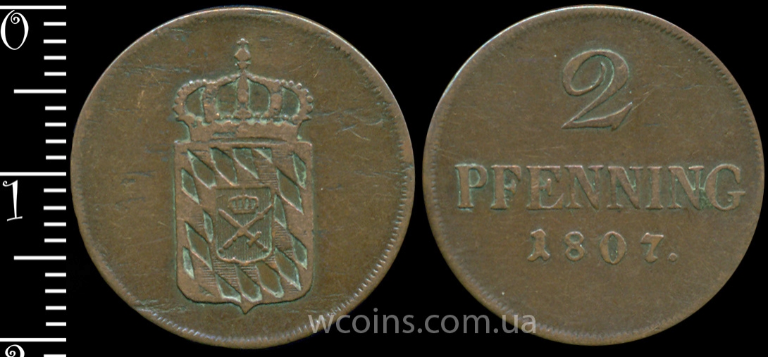 Монета Баварія 2 пфеніга 1807