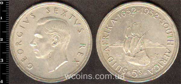 Coin South Africa 5 shillings 1952