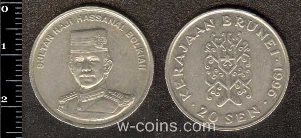 Монета Бруней 20 сен 1996