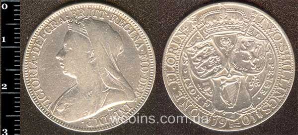 Монета Великобританія 2 шилінга (флорин) 1901