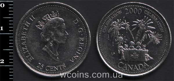 Монета Канада 25 центів 2000