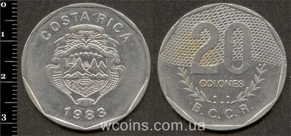 Монета Коста-Ріка 20 colones 1983