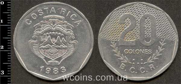 Монета Коста-Ріка 20 colones 1983