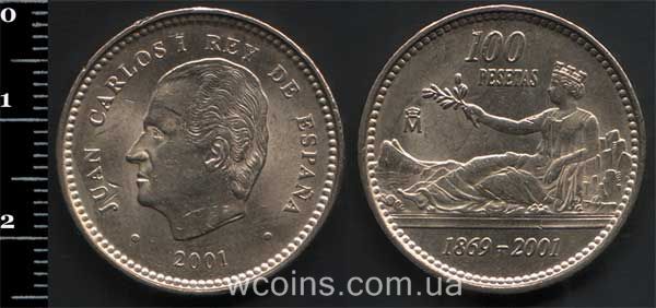 Монета Іспанія 100 песет 2001