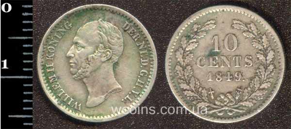 Монета Нідерланди 10 центів 1849