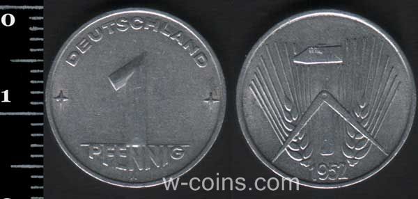 Монета Німеччина 1 пфеніг 1952