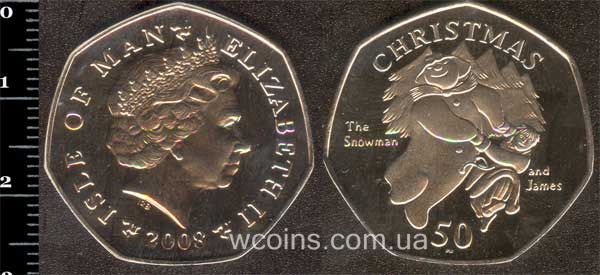 Монета Мен 50 пенсів 2008