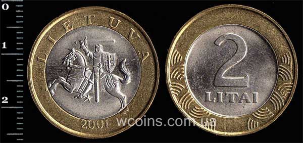 Монета Литва 2 літа 2001