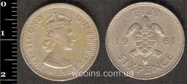 Coin Fiji 6 pence 1961