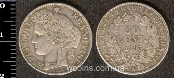 Монета Франція 50 сантимів 1895