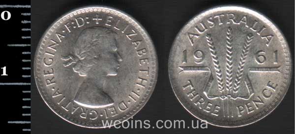 Монета Австралія 3 пенса 1961