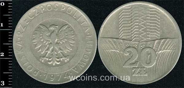 Монета Польща 20 злотих 1974