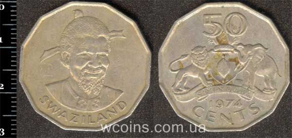 Coin Swaziland 50 cents 1974