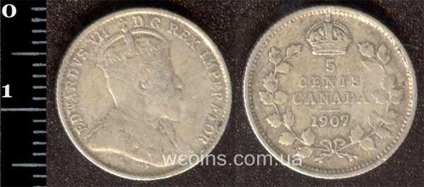 Монета Канада 5 центів 1907