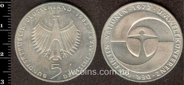 Монета Німеччина 5 марок 1982