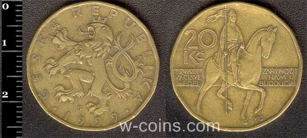 Монета Чехія 20 крон 1999