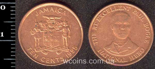 Монета Ямайка 10 центів 1995