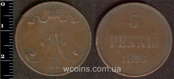 Coin Finland 5 pence 1875