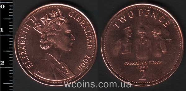 Монета Ґібралтар 2 пенса 2006