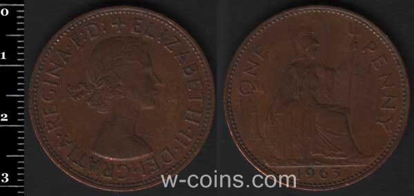Монета Великобританія 1 пенні 1963