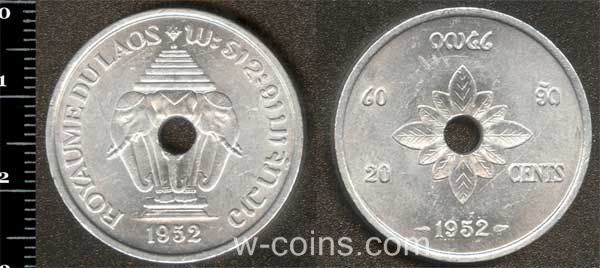 Монета Лаос 20 центів 1952