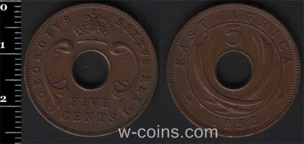 Монета Британска Східна Африка 5 центів 1952