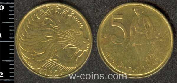 Монета Ефіопія 5 центів 1977