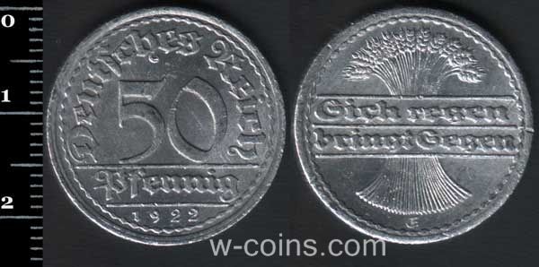 Монета Німеччина 50 пфенігів 1922