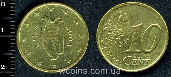 Монета Ірландія 10 євро центів 2003