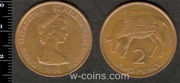 Монета Святої Єлени та Вознесіння О-ви 2 пенса 1984