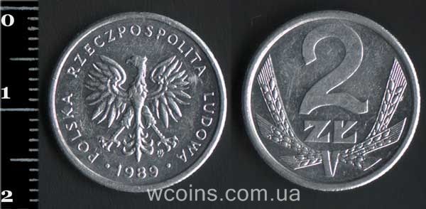 Монета Польща 2 злотих 1989