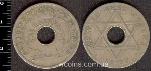 Coin British West Africa 1/2 penny 1937